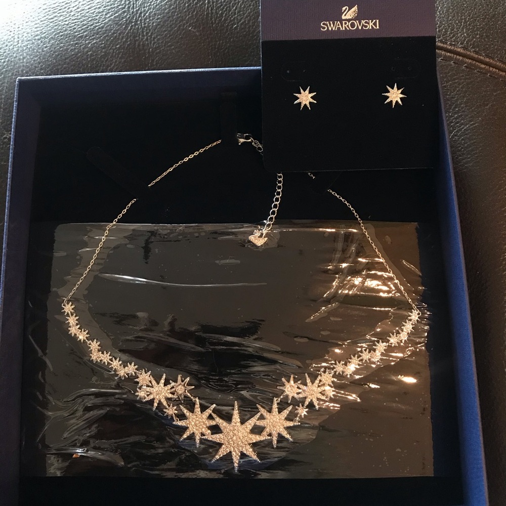 Never used Swarovski necklace and earring set